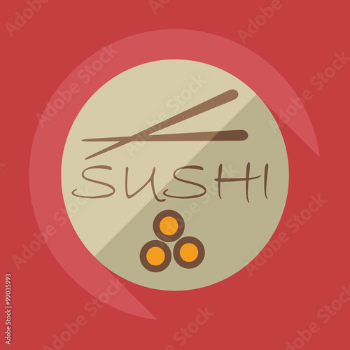 Flat modern design with shadow icons Japanese sushi