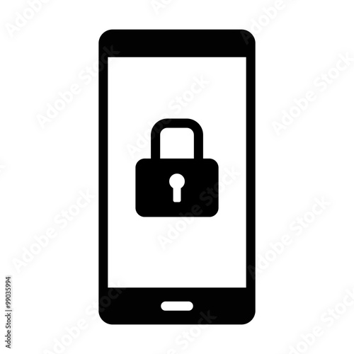Locked mobile phone ransomware flat icon for apps and websites
