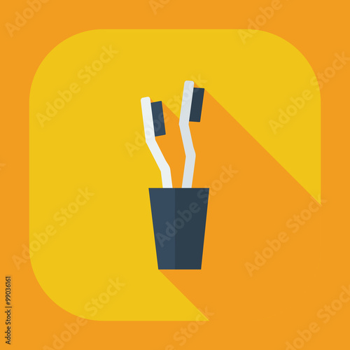 Flat modern design with shadow icons toothbrush