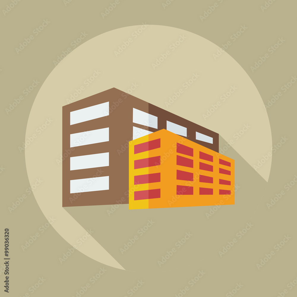 Flat modern design with shadow icons building Flat modern design with shadow icons building
