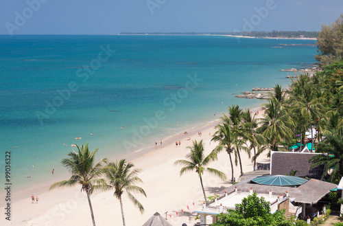 beach with tourists