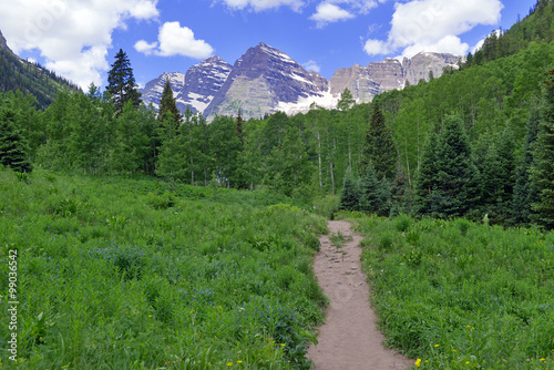 Hiking trail to the Colorado 14ers, the Maroon Bells, Elk Range, Rocky Mountains, USA photo