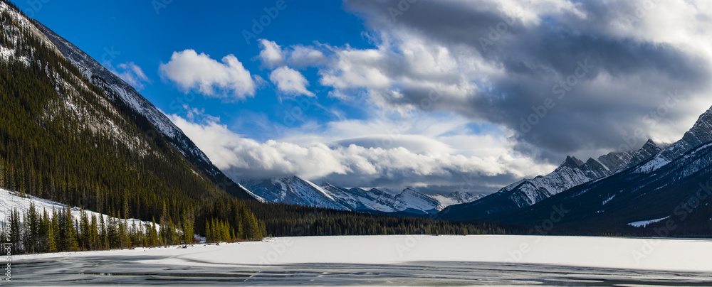 Scenic Spray Lakes in the winter time Alberta Canada