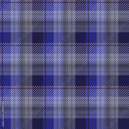 Blue tartan plaid backgroun in vector seamless pattern. Pattern swatches included in file.