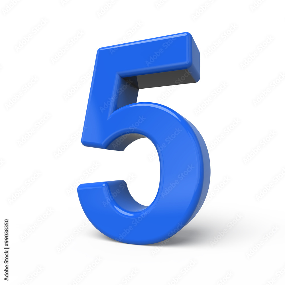 3d glossy blue number 5 3d glossy blue number 5