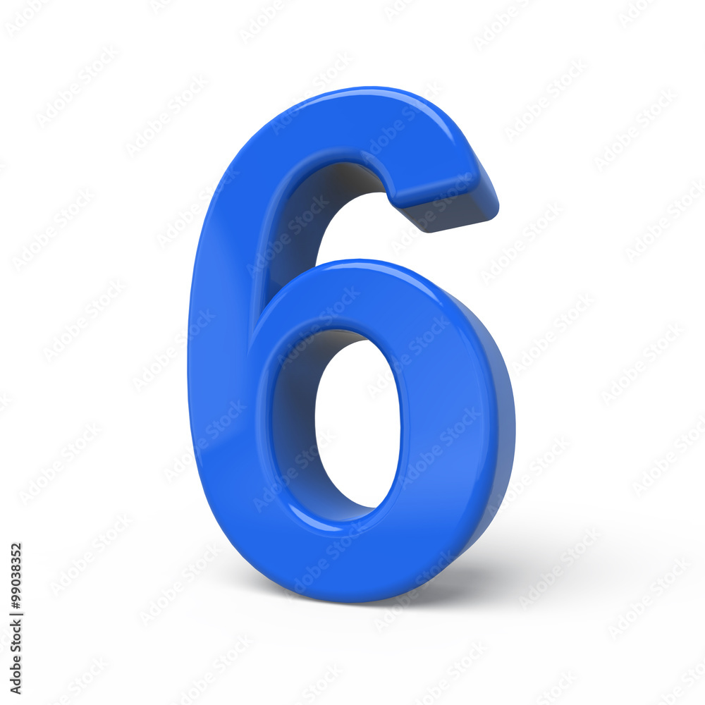 3d glossy blue number 6 3d glossy blue number 6