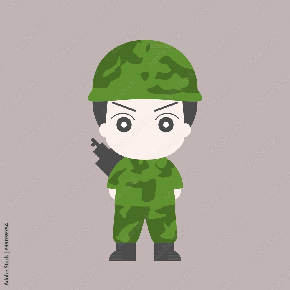 Vector soldier cartoon, flat design Vector soldier cartoon, flat design