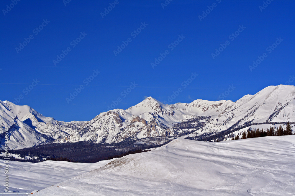 Gros Ventre Mountain Range above Hoback River Valley near Grand Teton National Park in Wyoming United States