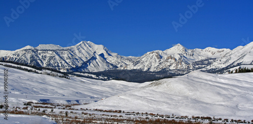 Doubletop Mountain Peak in the Gros Ventre Range in the winter photo