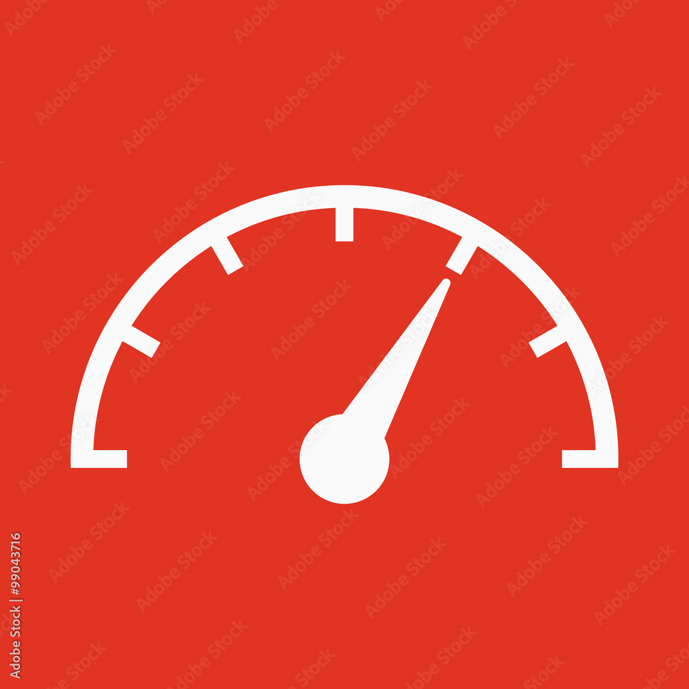 The tachometer, speedometer and indicator icon. Performance measurement symbol. Flat The tachometer, speedometer and indicator icon. Performance measurement symbol. Flat