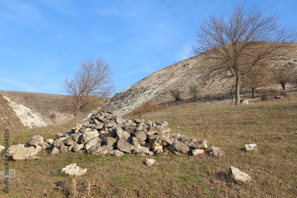 pile of stones and hills