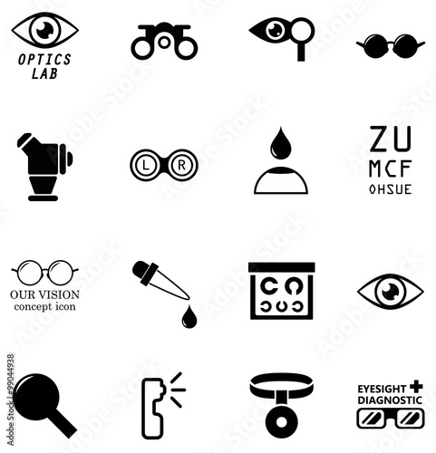 set optometry isolated icons