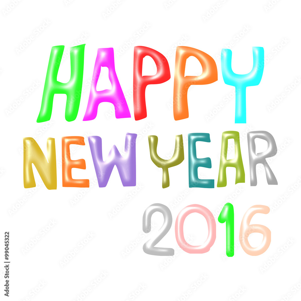 Greeting Card Design, Happy New Year 2016, Happy New Year isolated on white, illustartion