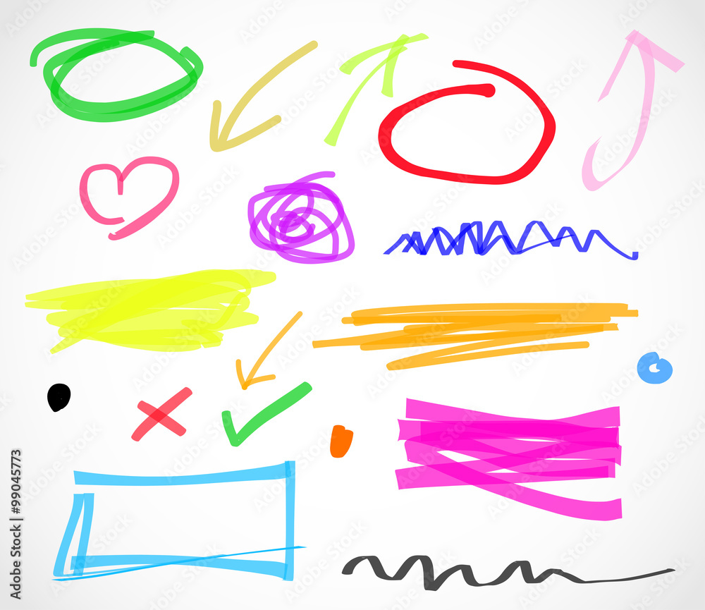 Marker highlighter elements vector Marker highlighter elements vector