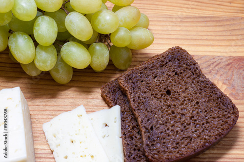 cheese, grapes and bread