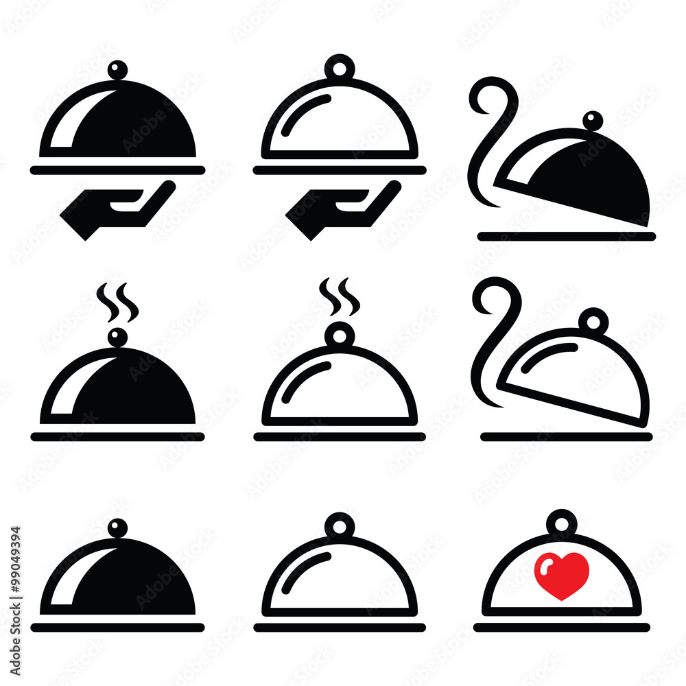 Meal, dinner, food platter icons set Meal, dinner, food platter icons set