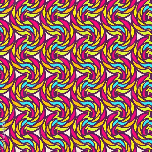 seamless pattern consists of colorful doodles. Vector illustration.