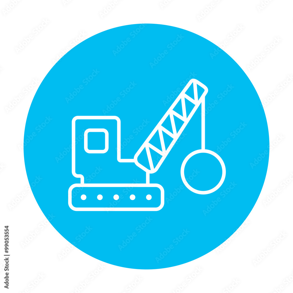 Demolition crane line icon. Demolition crane line icon.