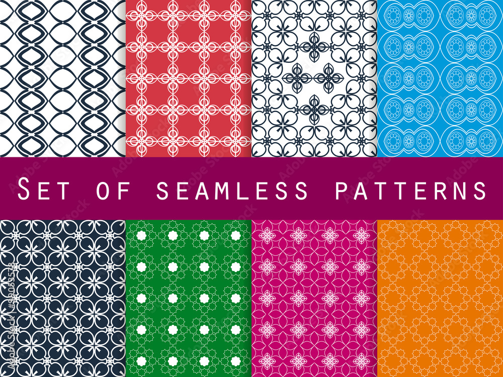 Set of geometric seamless patterns.