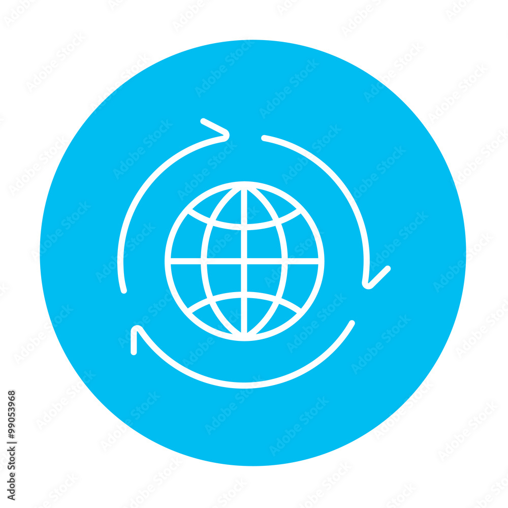 Globe with arrows line icon. Globe with arrows line icon.