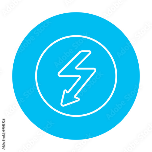 Lightning arrow downward line icon.
