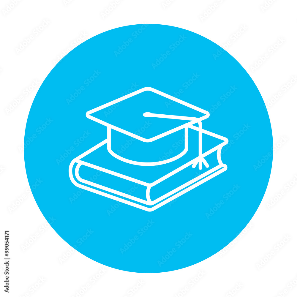 Graduation cap laying on book line icon Graduation cap laying on book line icon