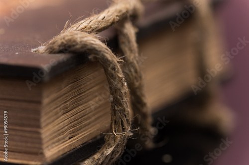 Old retro book with rope