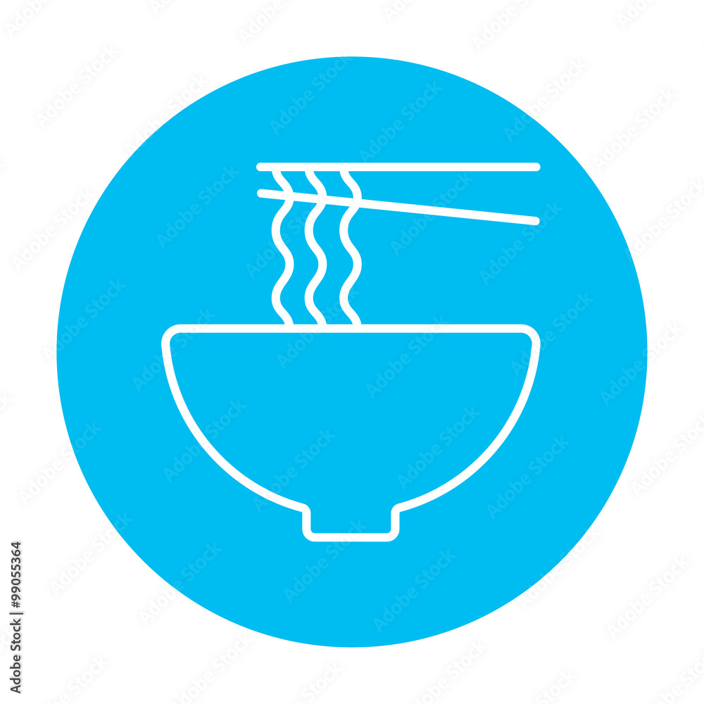 Bowl of noodles with pair chopsticks line icon. Bowl of noodles with pair chopsticks line icon.
