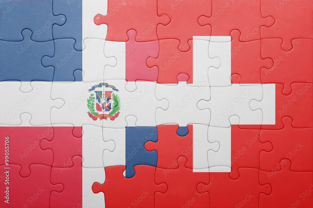puzzle with the national flag of switzerland and dominican puzzle with the national flag of switzerland and dominican