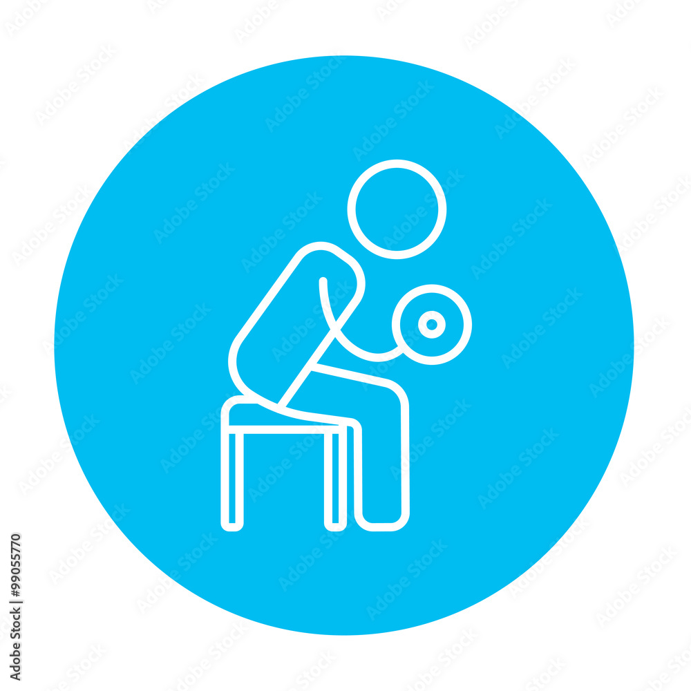Man exercising with dumbbells line icon. Man exercising with dumbbells line icon.