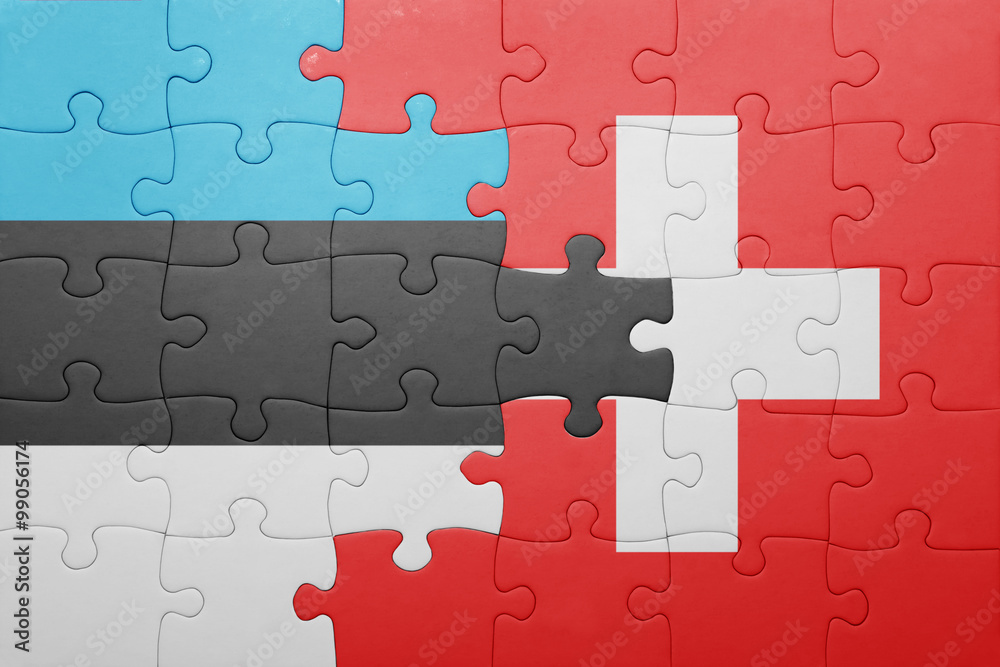 puzzle with the national flag of switzerland and estonia puzzle with the national flag of switzerland and estonia