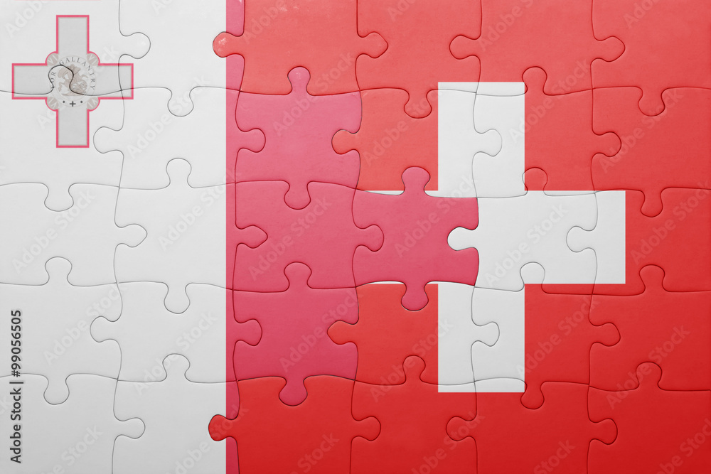 puzzle with the national flag of switzerland and malta puzzle with the national flag of switzerland and malta