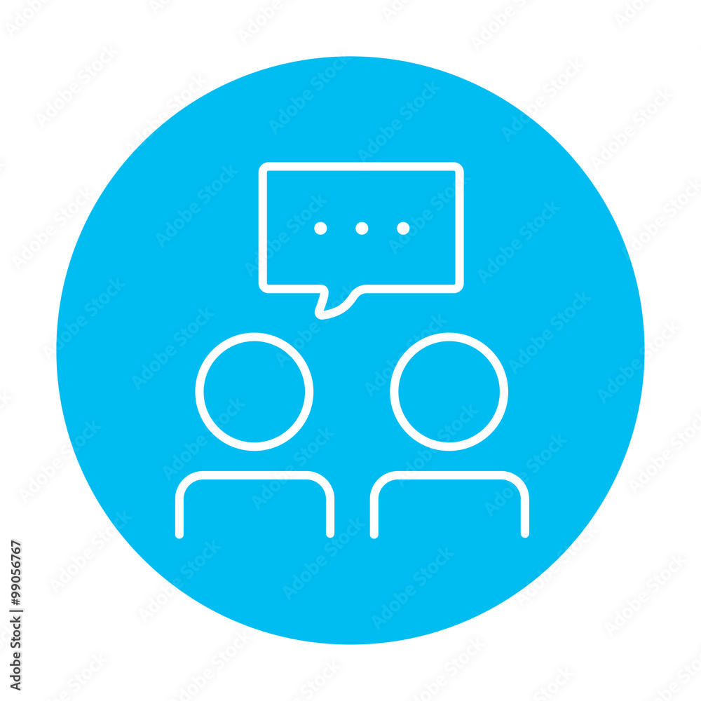 People with speech square above their heads line icon.