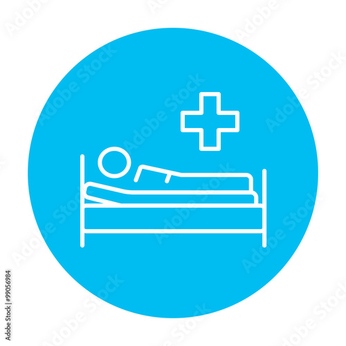 Patient lying on bed line icon.