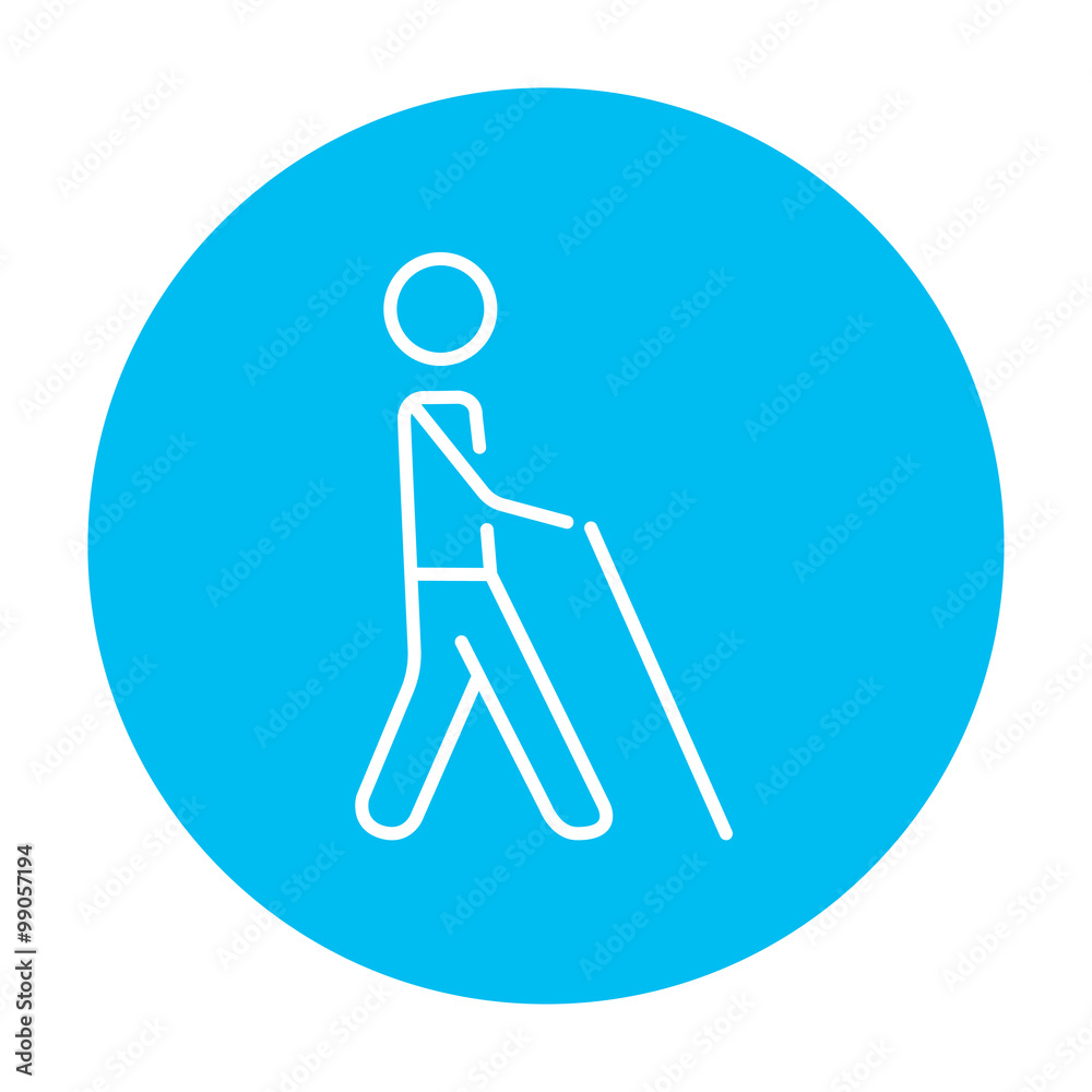 Blind man with stick line icon. Blind man with stick line icon.