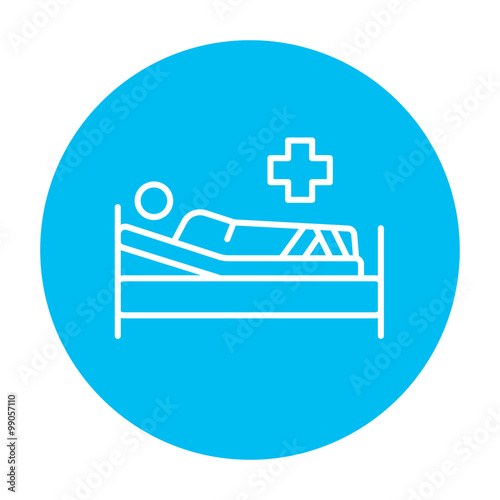 Patient lying on bed line icon.
