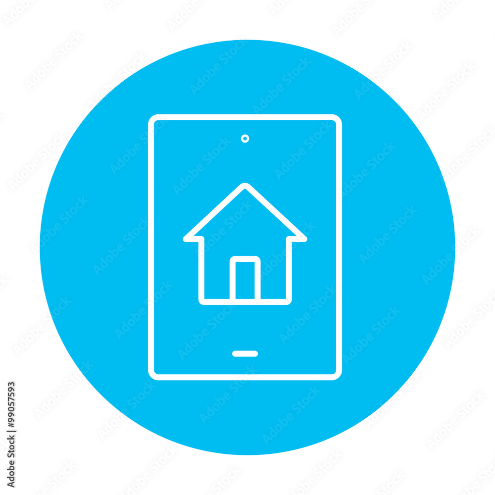 Property search on mobile device line icon. Property search on mobile device line icon.