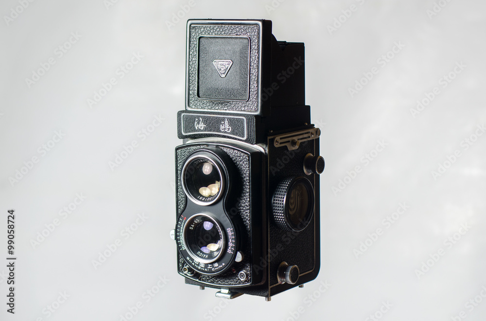 old vintage film camera chinese brand Seagull TLR hipster style - obrazy, fototapety, plakaty 
