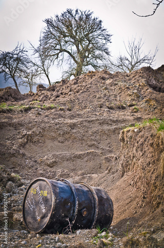 Obraz na plátně oil barrel in Nature Environmental pollution degraded landscape divestment