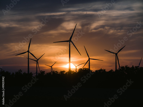 Wind park sunset