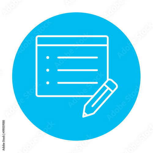 Taking note line icon.