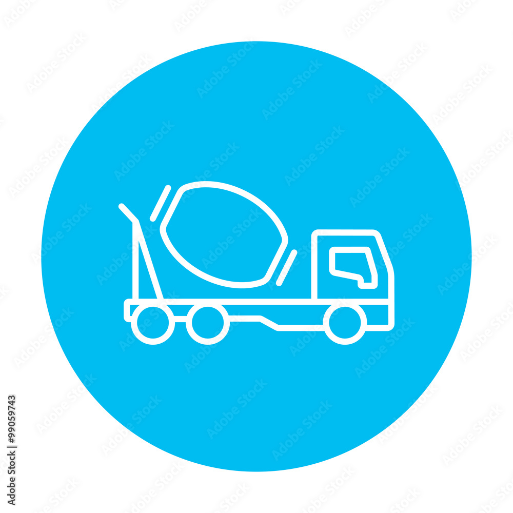 Concrete mixer truck line icon. Concrete mixer truck line icon.