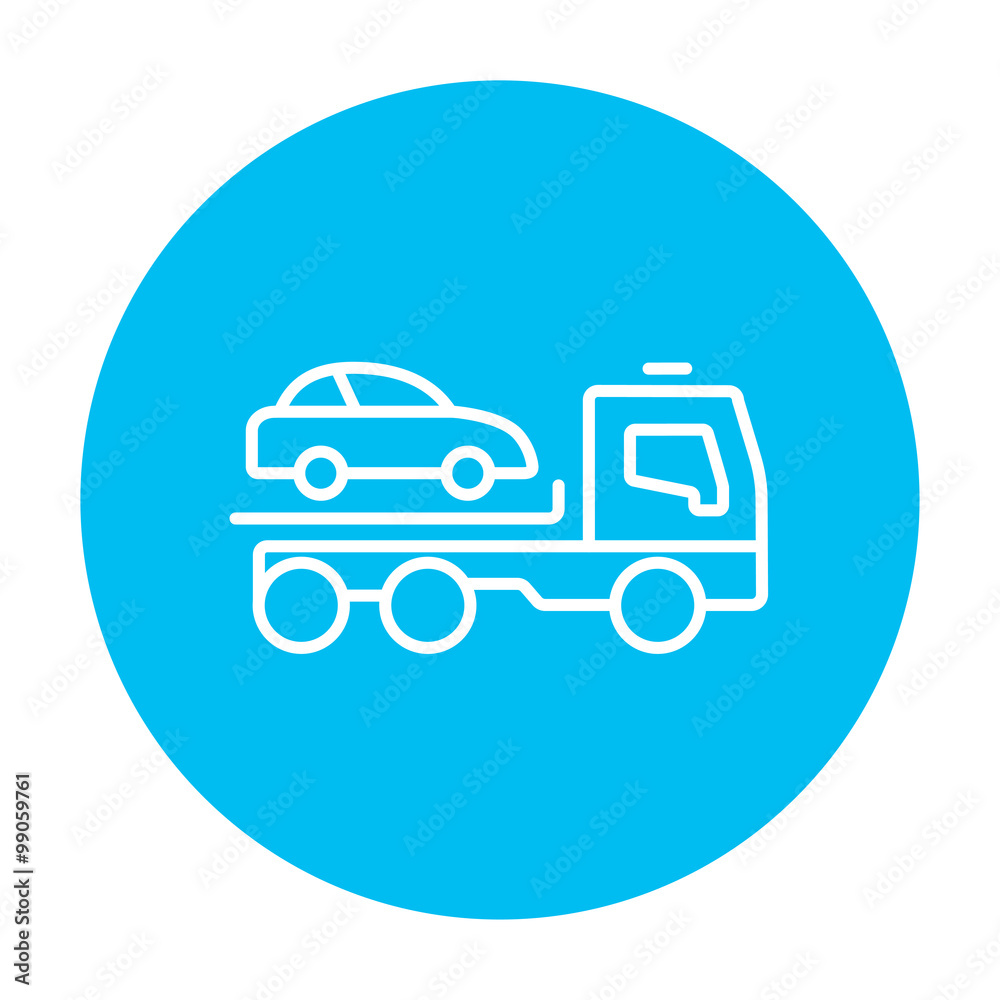 Car towing truck line icon.