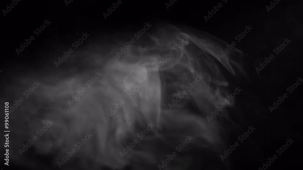 Smoky fog rises up into a beam of light.  Recorded against a black background and intended as a stand alone shot or for compositing using a blending mode.  Looping clip.