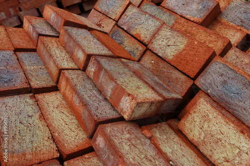 Ground bricks on a pallet