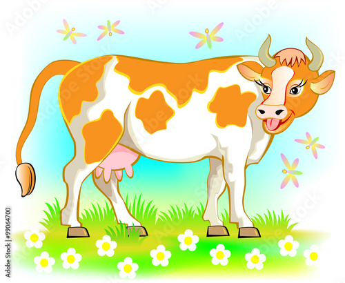 Illustration of cow, vector cartoon image.