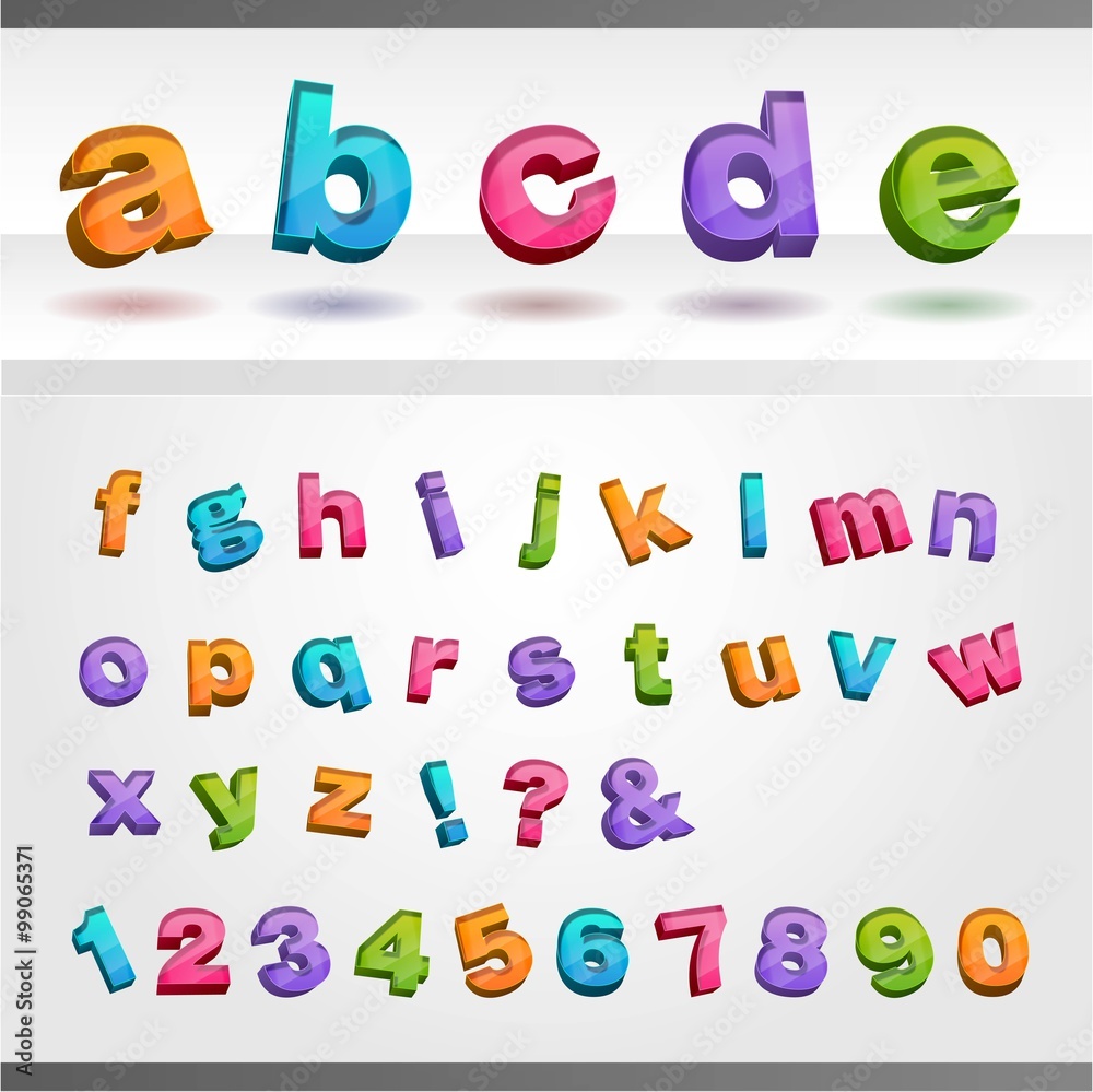 カラフルな3dテキスト アルファベット小文字 Stock Vector Adobe Stock
