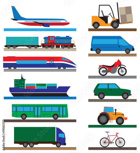 Transport. Elements for design. Flat icons.