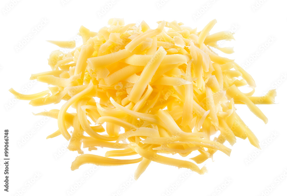 Grated cheese isolated on a white background Grated cheese isolated on a white background