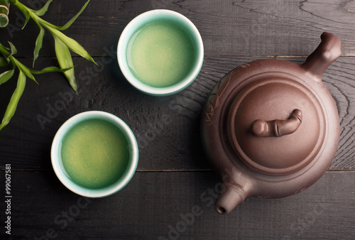 Green tea in the tea cups
